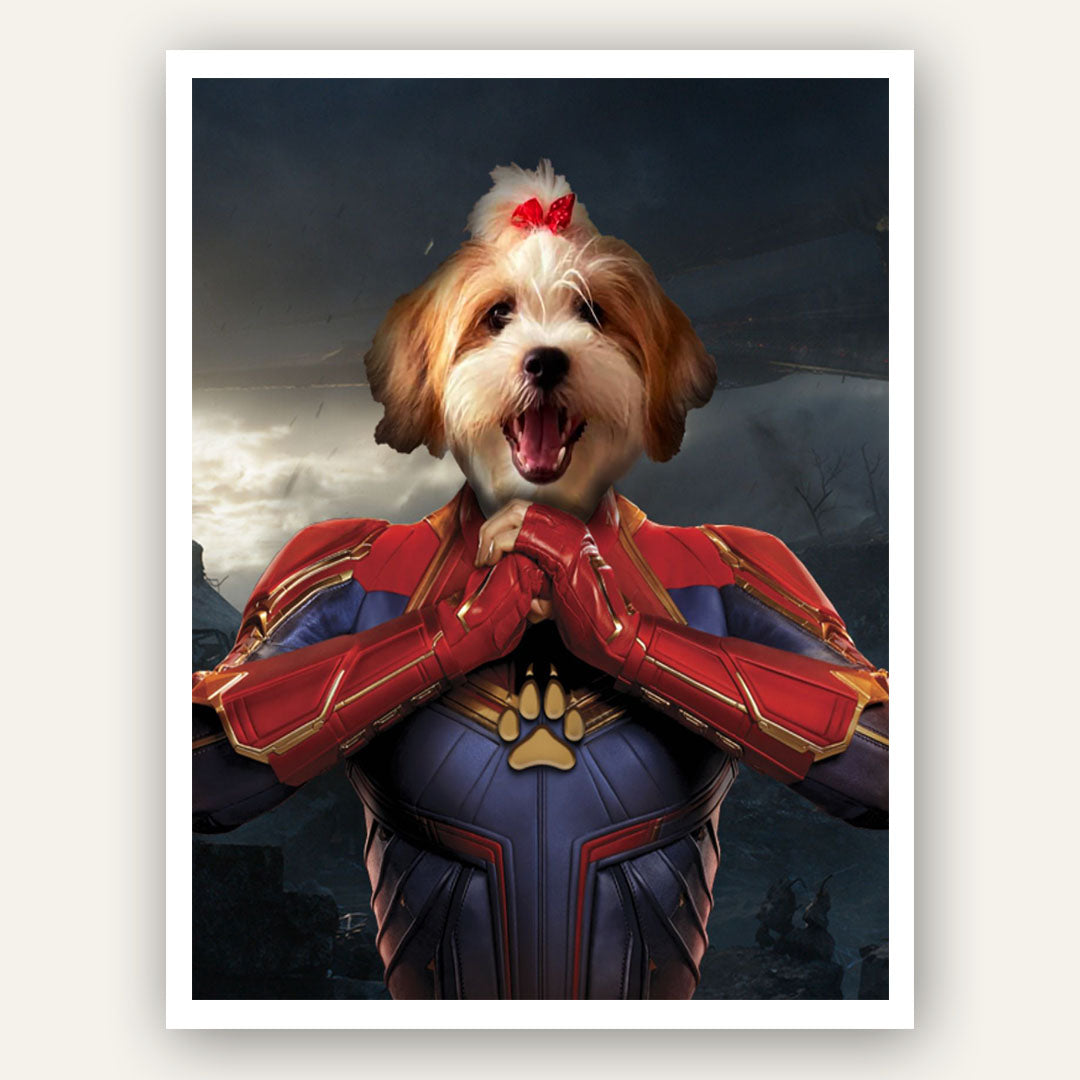 Superhero Pet Portrait - Captain Marvel