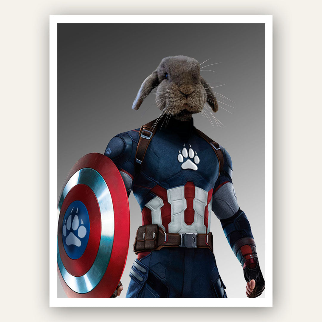 Superhero Pet Portrait - Captain Pawmerica