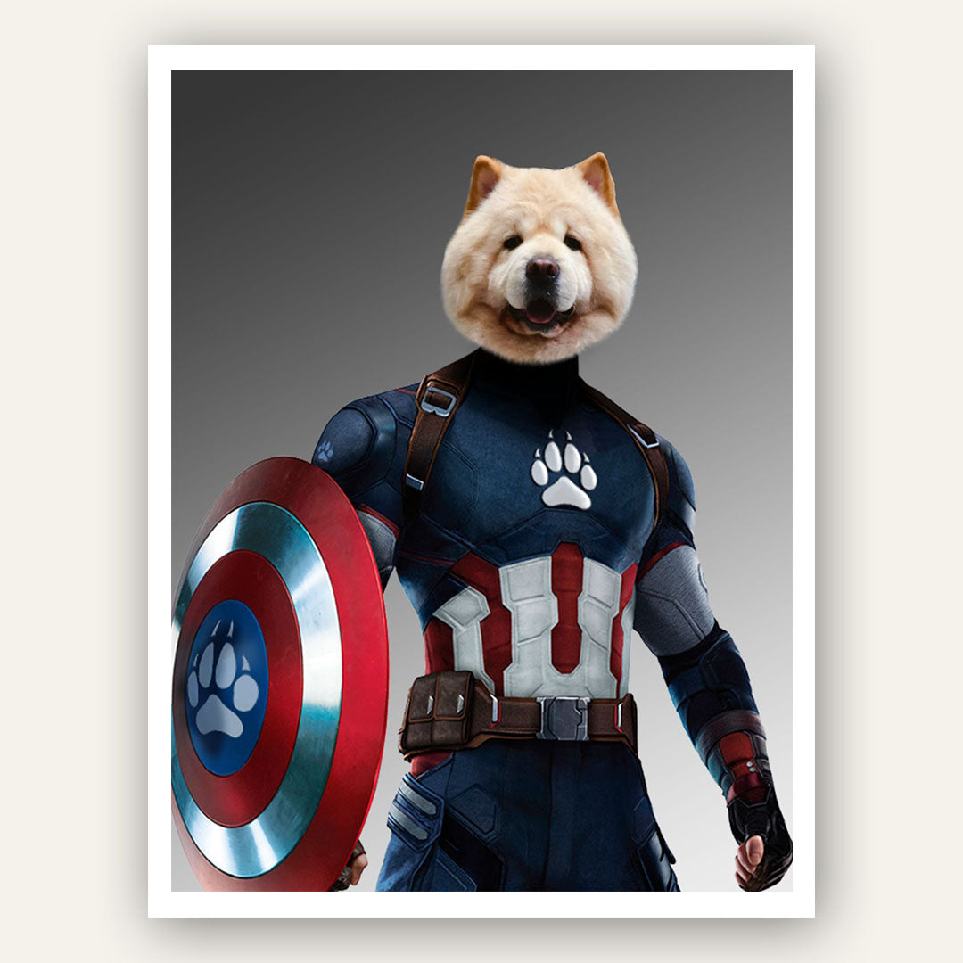 Superhero Pet Portrait - Captain Pawmerica