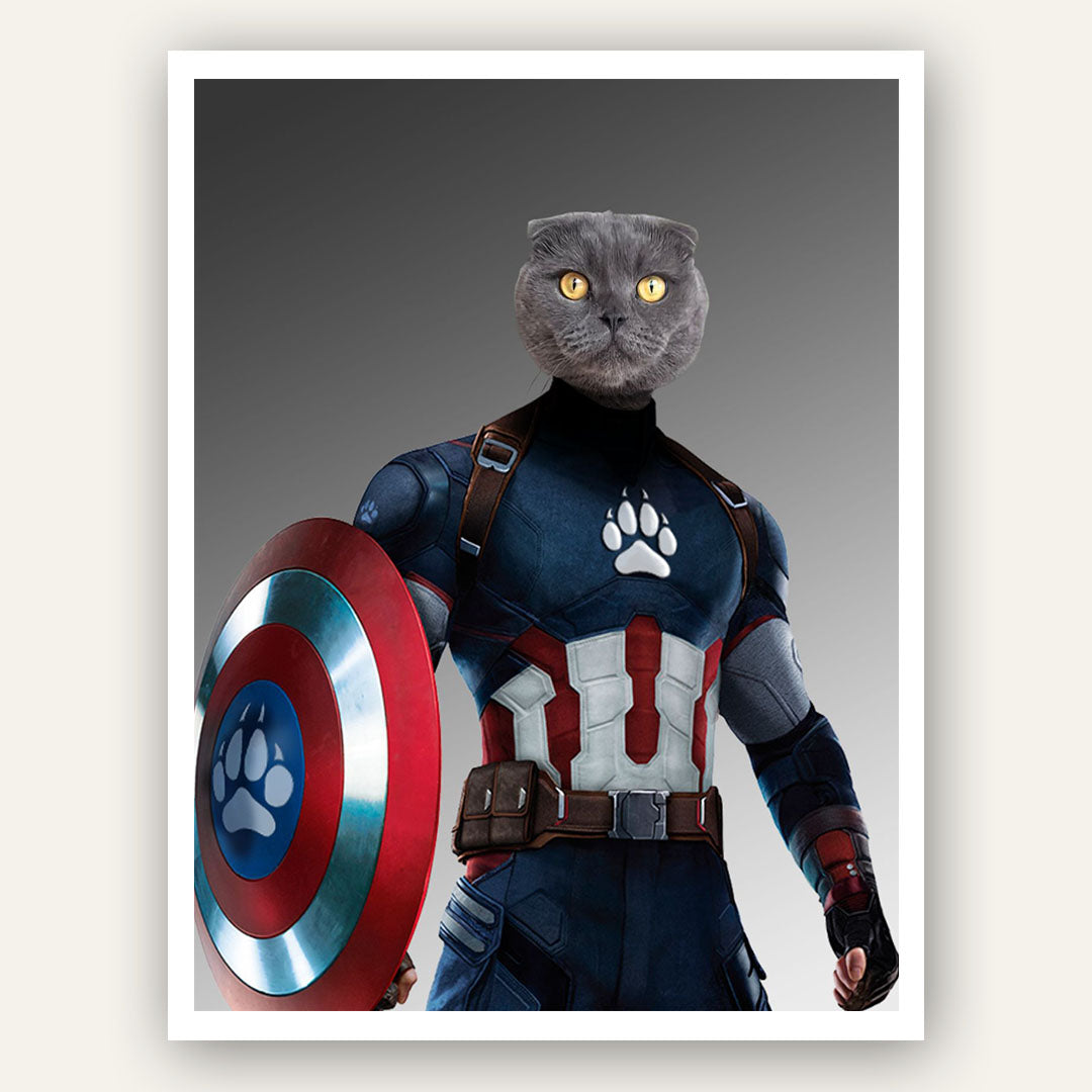 Superhero Pet Portrait - Captain Pawmerica
