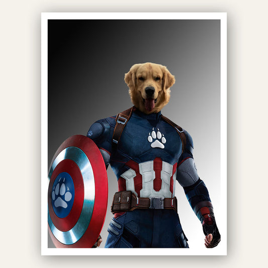 Superhero Pet Portrait - Captain Pawmerica