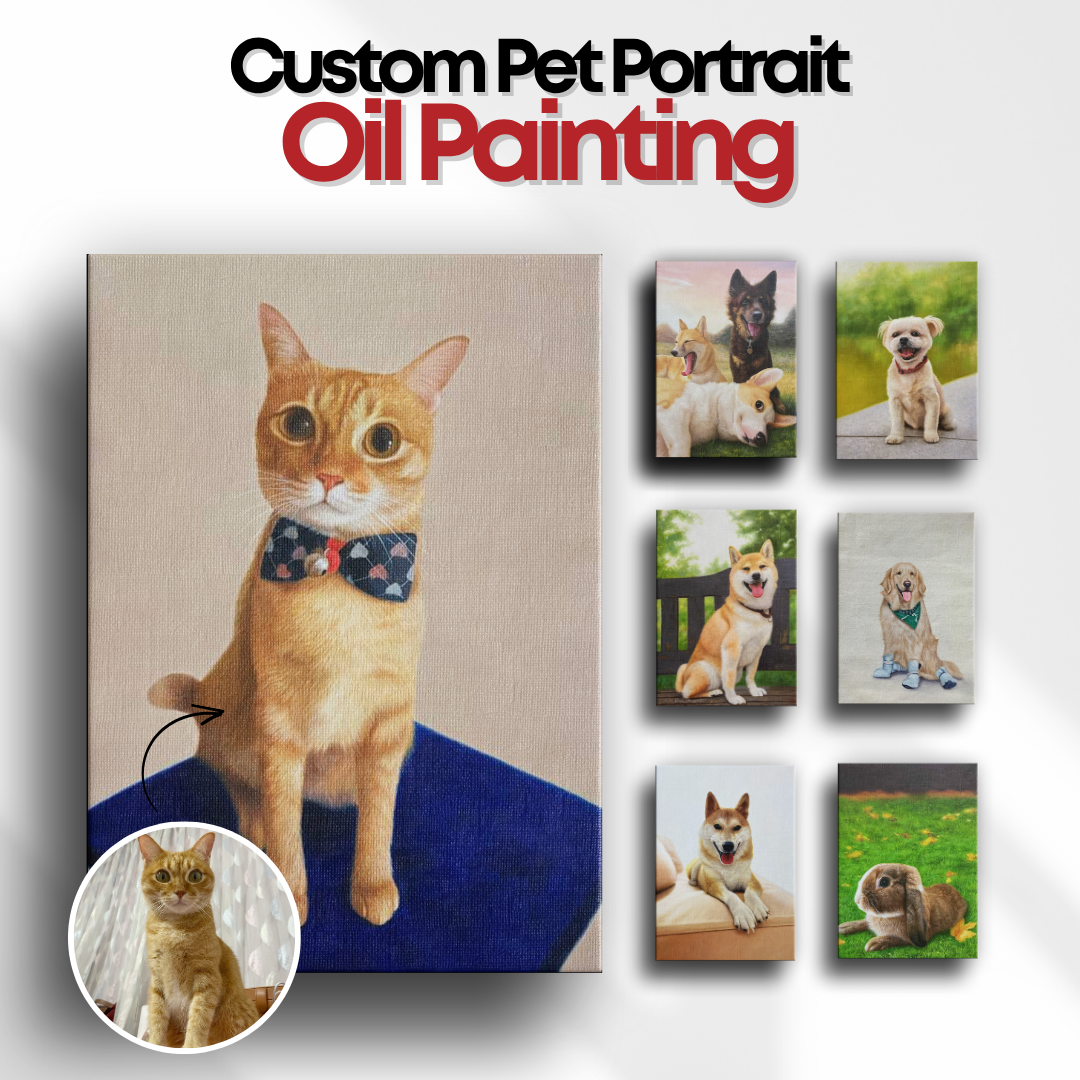 Custom Pet Portrait Oil Painting (Standard Style: Paint-Per-Photo)